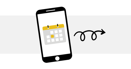 Grafik eines Smartphones mit einem Kalendersymbol.
