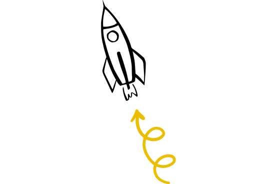 Grafik einer aufsteigenden Rakete.